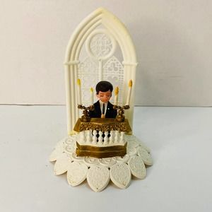 Vintage 50's Wilton Cake Topper Kneeling At Altar First Communion Boy